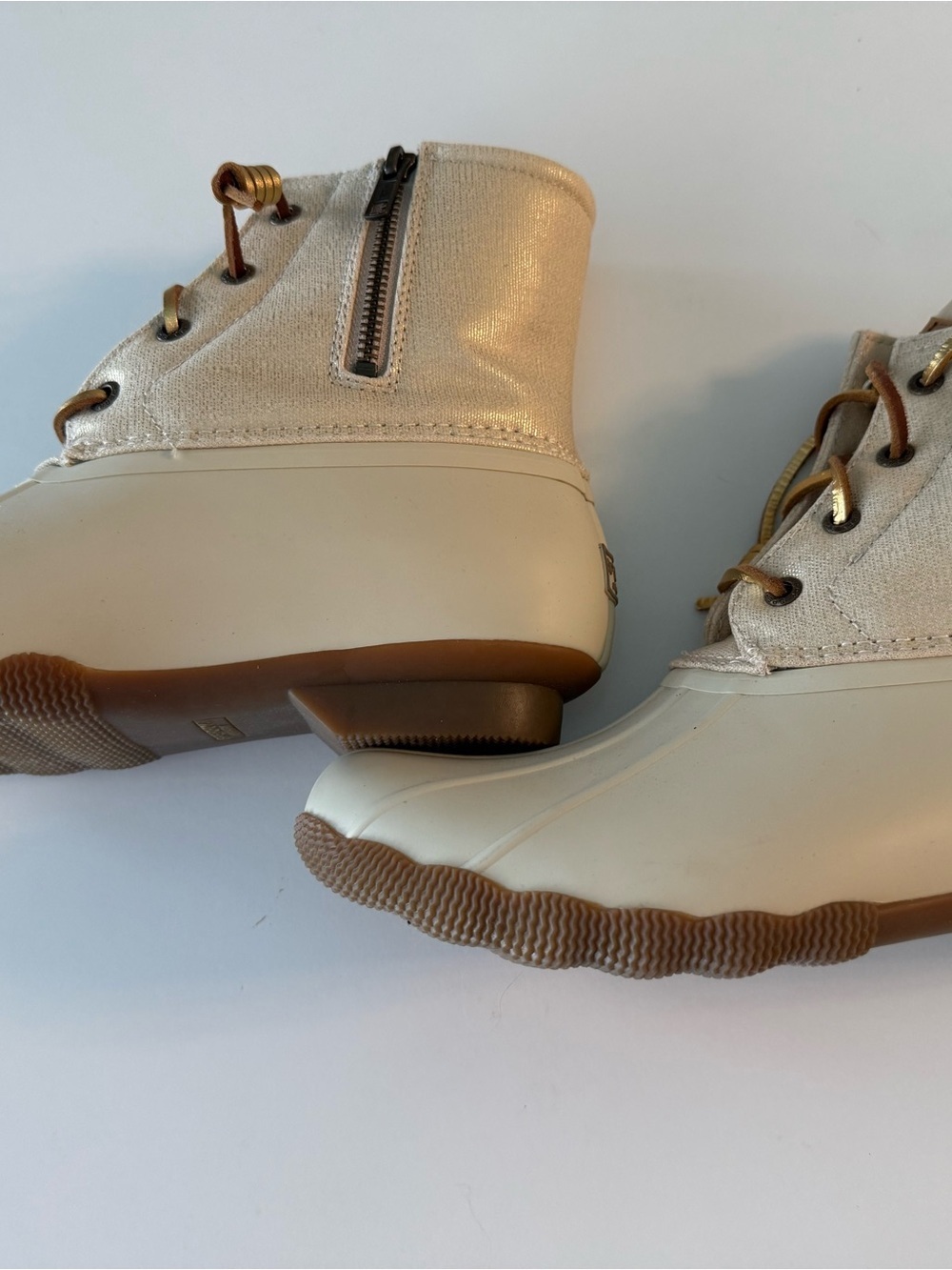 Sperry Women’s Size 8.5 Cream & Brown Waterproof Lace-Up Ankle Boots - Picture 5 of 10